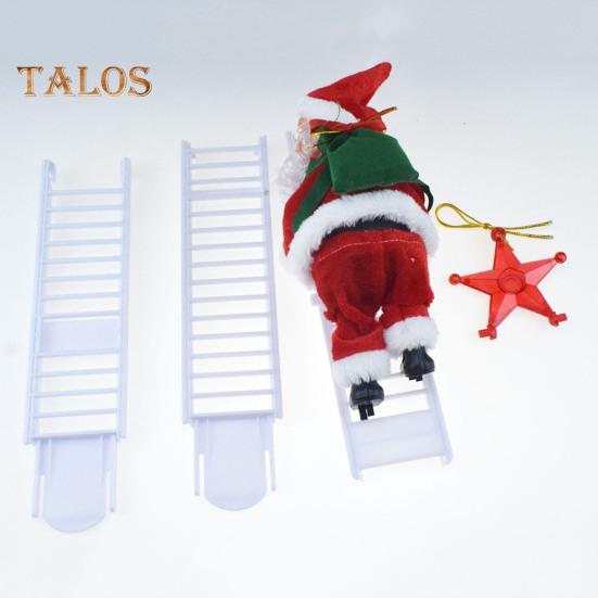 Weihnachtsmann mit Musikalischer Puppe, Weihnachtsmann, Kletterleiter, Perlen, Hängedekoration, elektrisches Kinderspielzeug für Weihnachtsbaum, Hochzeitsfeier