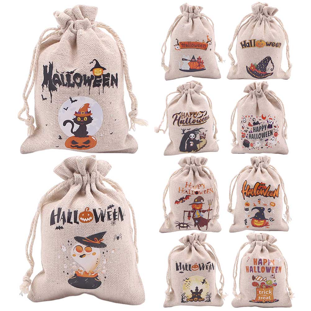 

10 шт., пакеты для упаковки конфет, тыквенный узор, сумки для лакомств, многофункциональный мешочек для конфет с узором летучей мыши для Хэллоуина, сувениры, поставки
