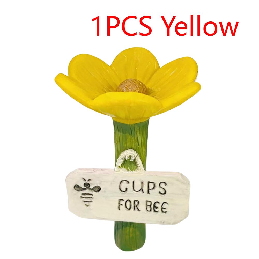Resin Bee Watering Station with Flower Design Bee Water Feeder for Thirsty Pollinators Insects for Outdoor Garden Yard Decor