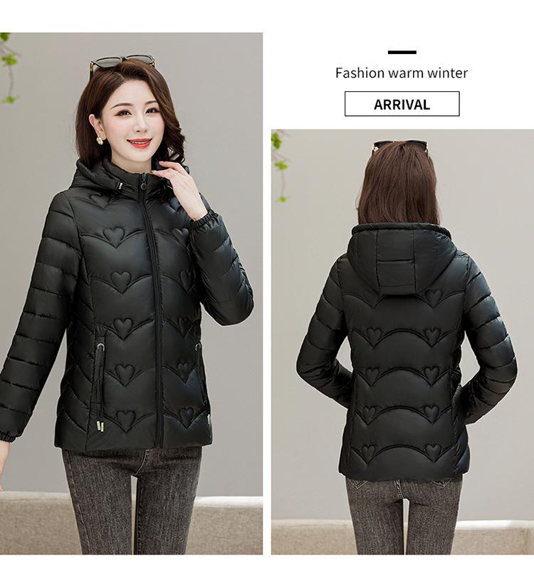 Damenjacke für Herbst und Winter, einfarbig, mit Kapuze, schmale Passform, dick, warm, kurz