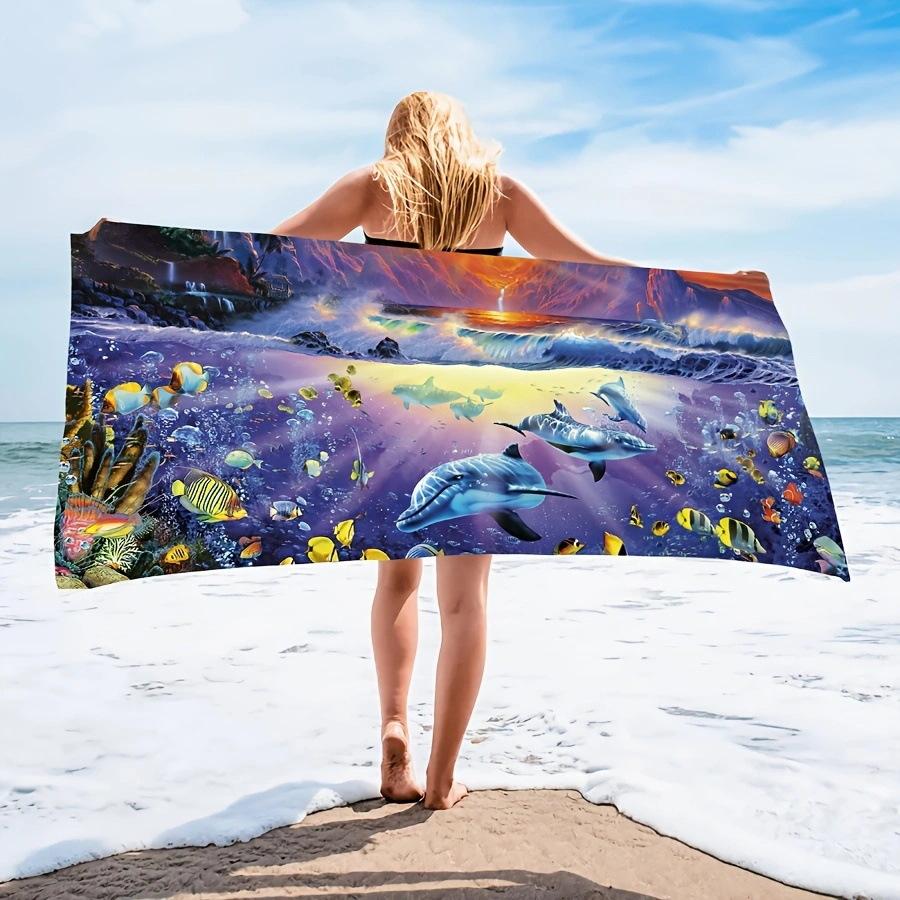 Exotischer Blumendruck Weiches Mikrofaser-Badetuch Groß Wasserabsorbierend Für Strand und Surfen