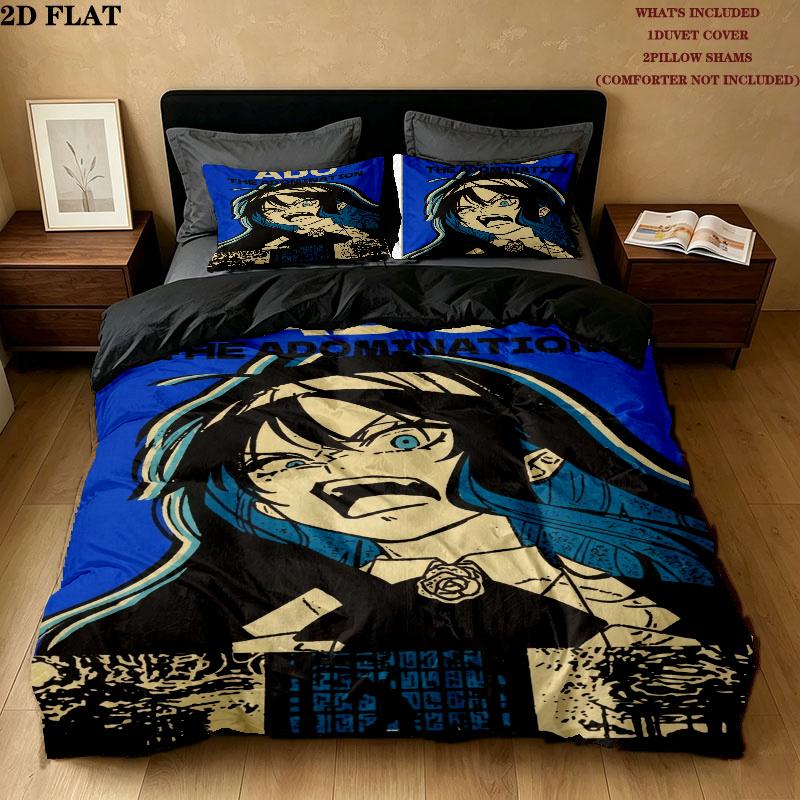 Ado Pattern Bedding uilt Set uilt Cover Pillowcase Home Decoration Birthday Gift (1 * duvet cover + 2 * pillowcase without core)