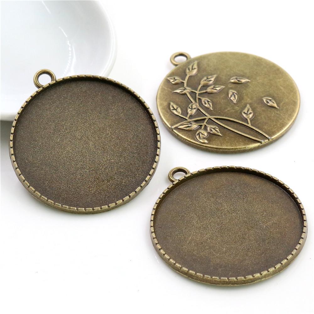 5pcs/lot 35mm Inner Size Antique Bronze Silver Plated colors plated Flower Fashion Style Cabochon Base Setting Charms Pendant