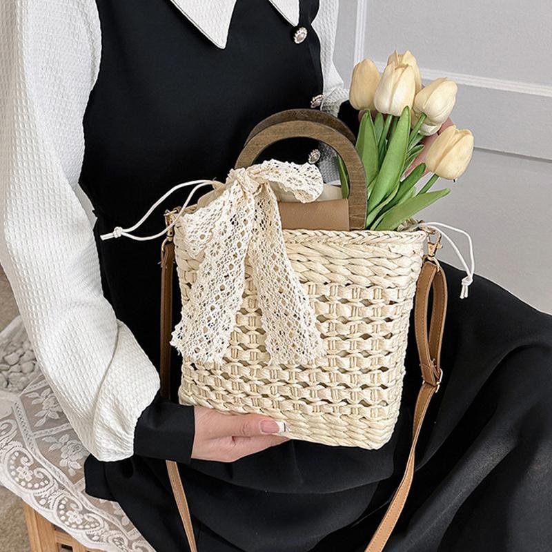 Yogodlns Summer Straw Bag Women Bohemian Straw Beach Bag Casual Handle Bag Large Capacity C rossbody Bag Handmade Lady Purse