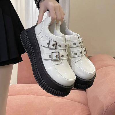 Fashion 2024 New British Style Retro Belt Buckle, Dad's Shoes for Women, Trendy High Rise Ultra Thick Sole Shoes for Women