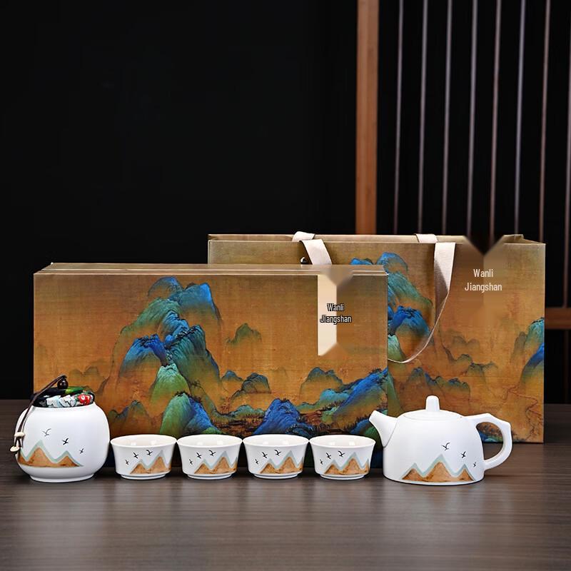Qianli Jiangshan Dehua Ceramic Tea Set