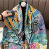 New Retro Printed Silk Scarf Women's Fashion Foreign Style Shawl Imitation Silk Scarf Warm Shawl Yarn