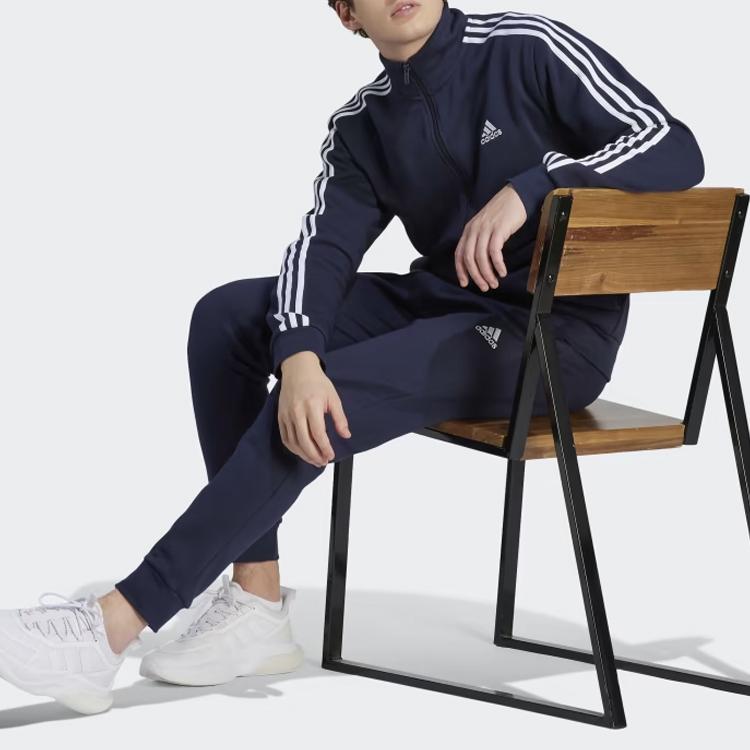 Adidas Originals Striped Zip Collar Long Sleeve Elastic Cuff Pants Casual Sports Suit Men suit IJ6064