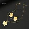 3pcs Stainless Steel French Vintage Flower Jewelry Set for Women Fashion Exaggerated Necklace Earrings Jewelry Set Daily Gifts