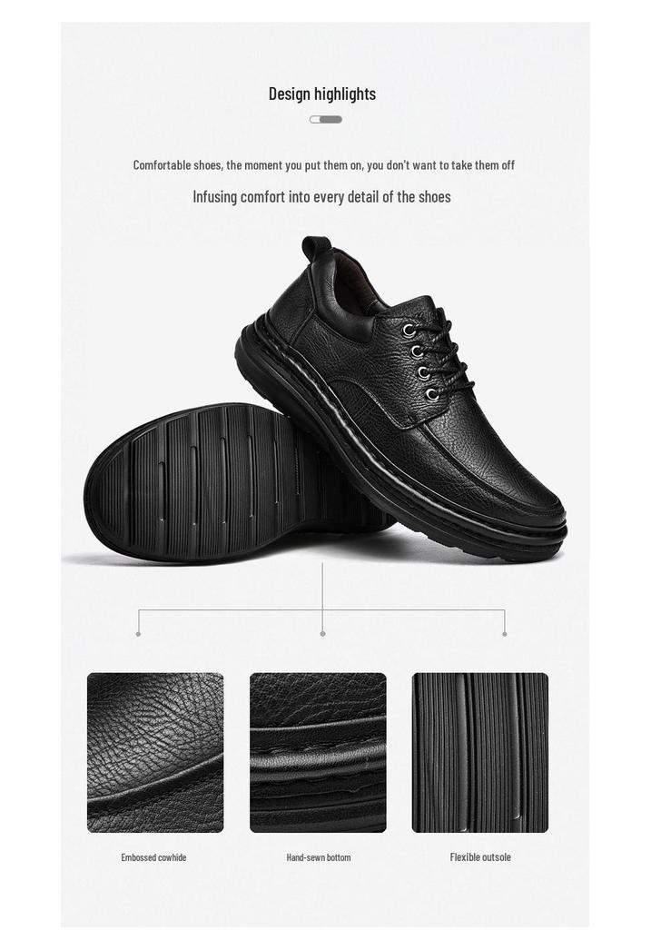 High-End Autumn/Winter 2021 Men's Slip-On Thick-Soled Genuine Leather Business Shoes