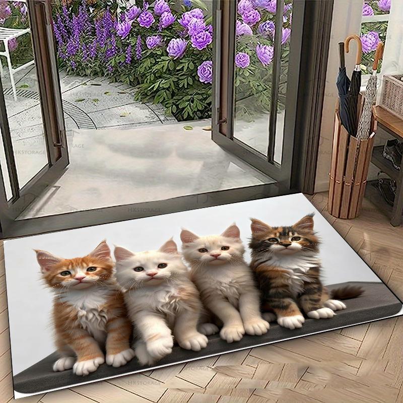 3D Cute Kitten Print Area Rug Kids Play Mat Washable Non Slip Carpet for Bedroom Living Room Nursery Cat Lover Cozy Home Decor