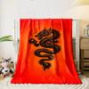 Black Dragon on Red Background Design Blanket, Flannel blanket for bedroom, living room, sofa, and nap sofas.