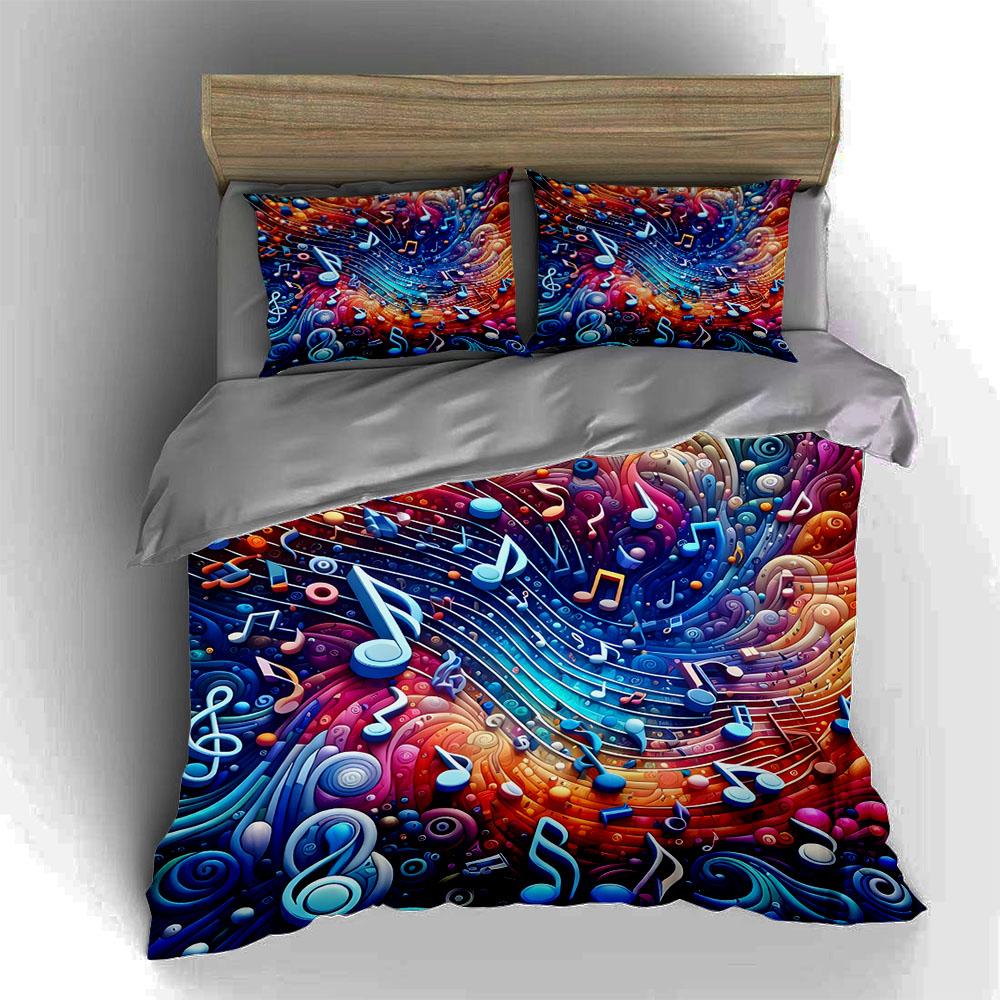 Musical Colorful Swirl Bedding Duvet Cover Sets Duvet Covers Pillowcases Gifts (1 * Duvet Cover 2 * Pillowcases, Without Duvet Insert)