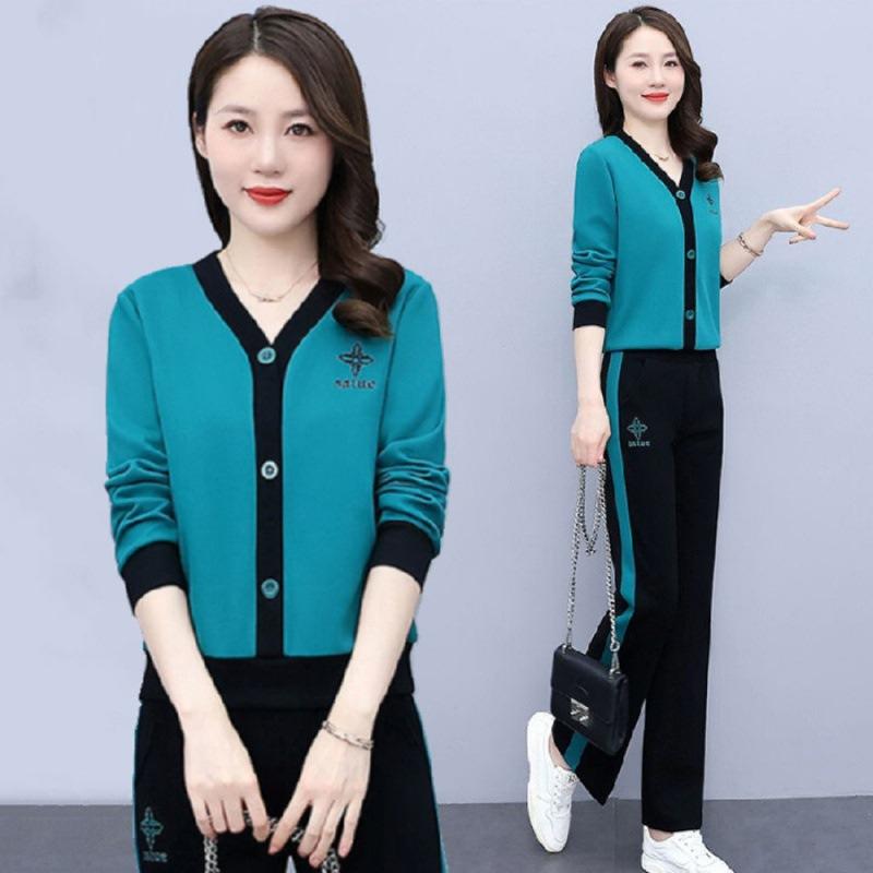 Sports Suit for Women, Spring and Autumn Fashion, Loose, Foreign Style, Running and Casual, Large Size Two-piece Set