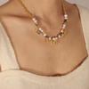 Fashion Elegant Pearl Bead Necklace Stainless Steel Bead Crystal Pendant Necklace  Travel