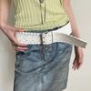 Korean Style PU Leather Waistband Woven Western Cowboy Belt Fashion Women Wide Belt  Spicy Girl