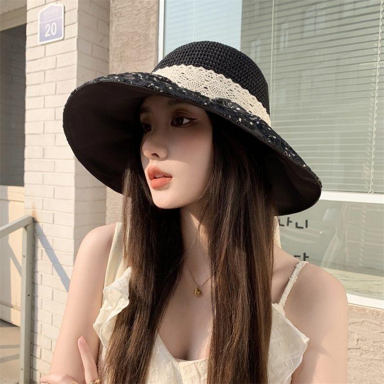 New lace bucket hat women's summer high value big eaves thermal insulation beach hat sunscreen sun hat versatile