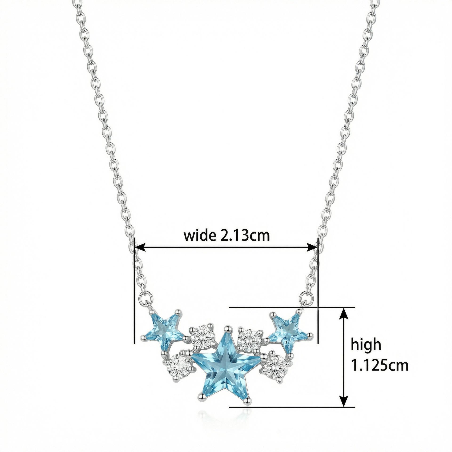 S925 Sterling Silver Sparkling Star Pendant High-End Necklace 925 Silver