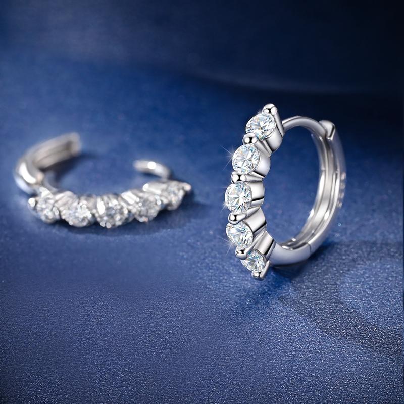 Total 0.6Ct Moissanite Hoop Earring Genuine Copper For Women Timeless Shining Wedding Engagement Party Earring Jewelry Creation