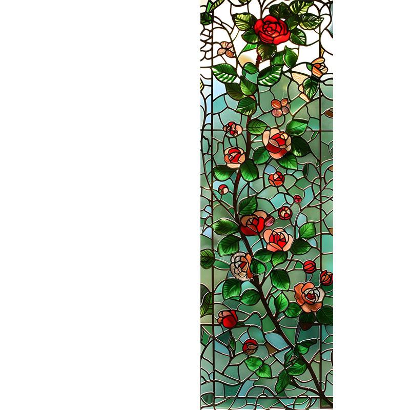 European Style Retro Glass Partition Wall Imitation Color Painting Art Film Translucent Opaque Paper Window Film Stained Glass
