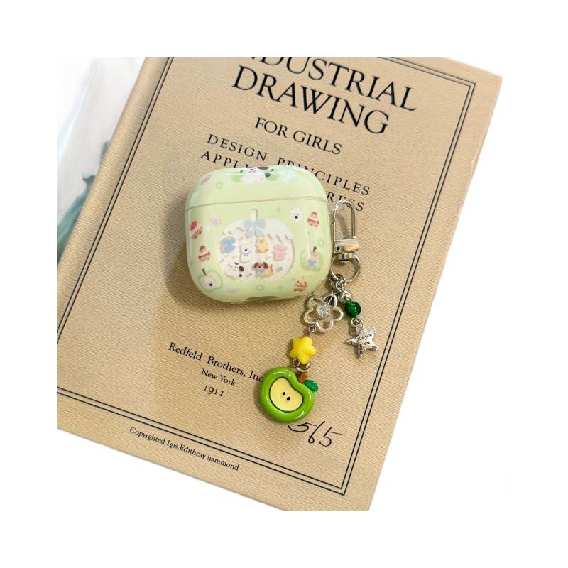 ins cute green apple suitable for Apple AirPods1 Bluetooth headset cover 1/1 hard 1st generation pro cartoon pendant female