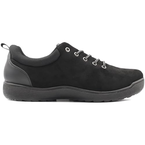 Rustieke Heren Casual Sneakers Veters, Breed, Lichtgewicht, Antislip, Zwart, Maat 25,5 cm, 3E