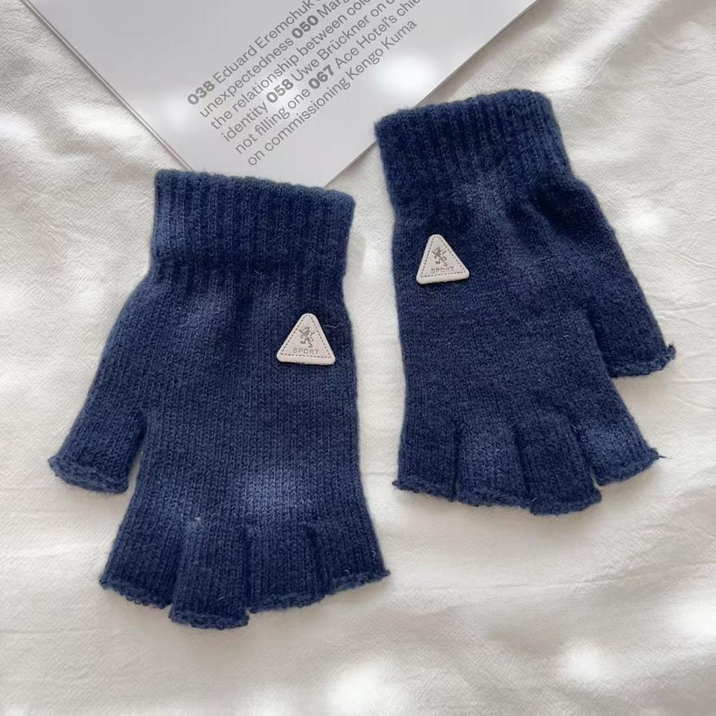Autumn and Winter Half Finger Gloves Outdoor Adult Cycling Non Slip Gloves Knitted Wool Cold Proof Touch Screen Fingerless Gloves