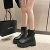 Fashion Retro Leather Platform Boots for Women Fashion Soft Sole Increase Women's Ankle Boots Spring Autumn Designer Casual Shoes Female
