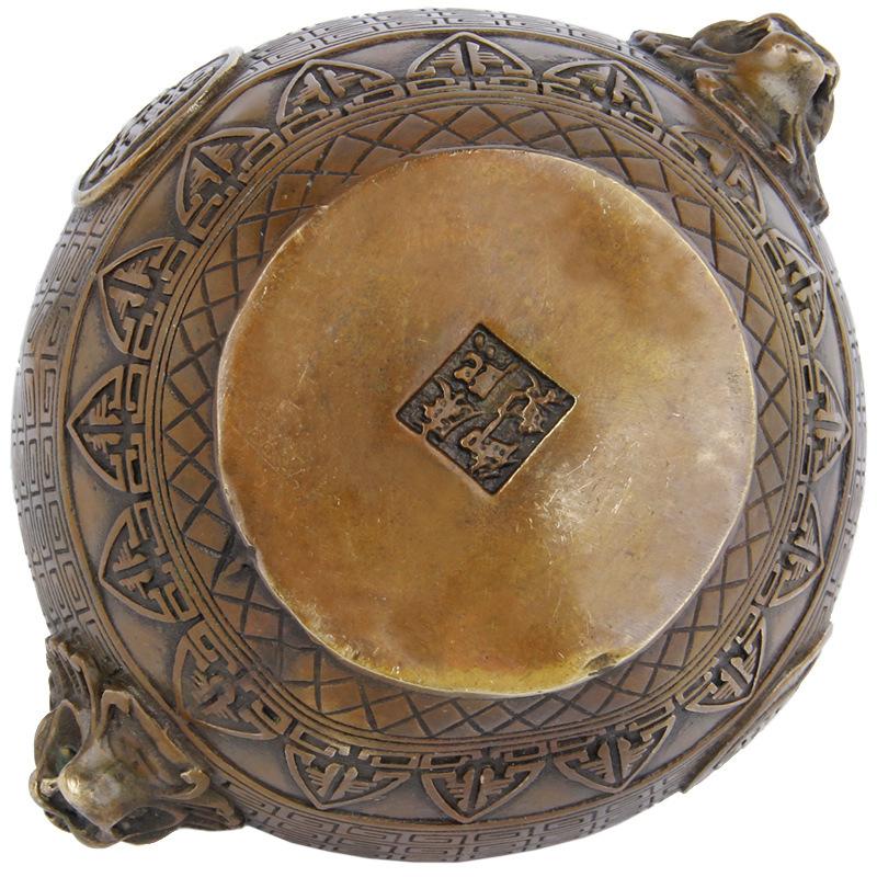Square Creative Ornament, Treasure Basin Decoration, Bronze Golden Toad Jar, Home Decor Brass