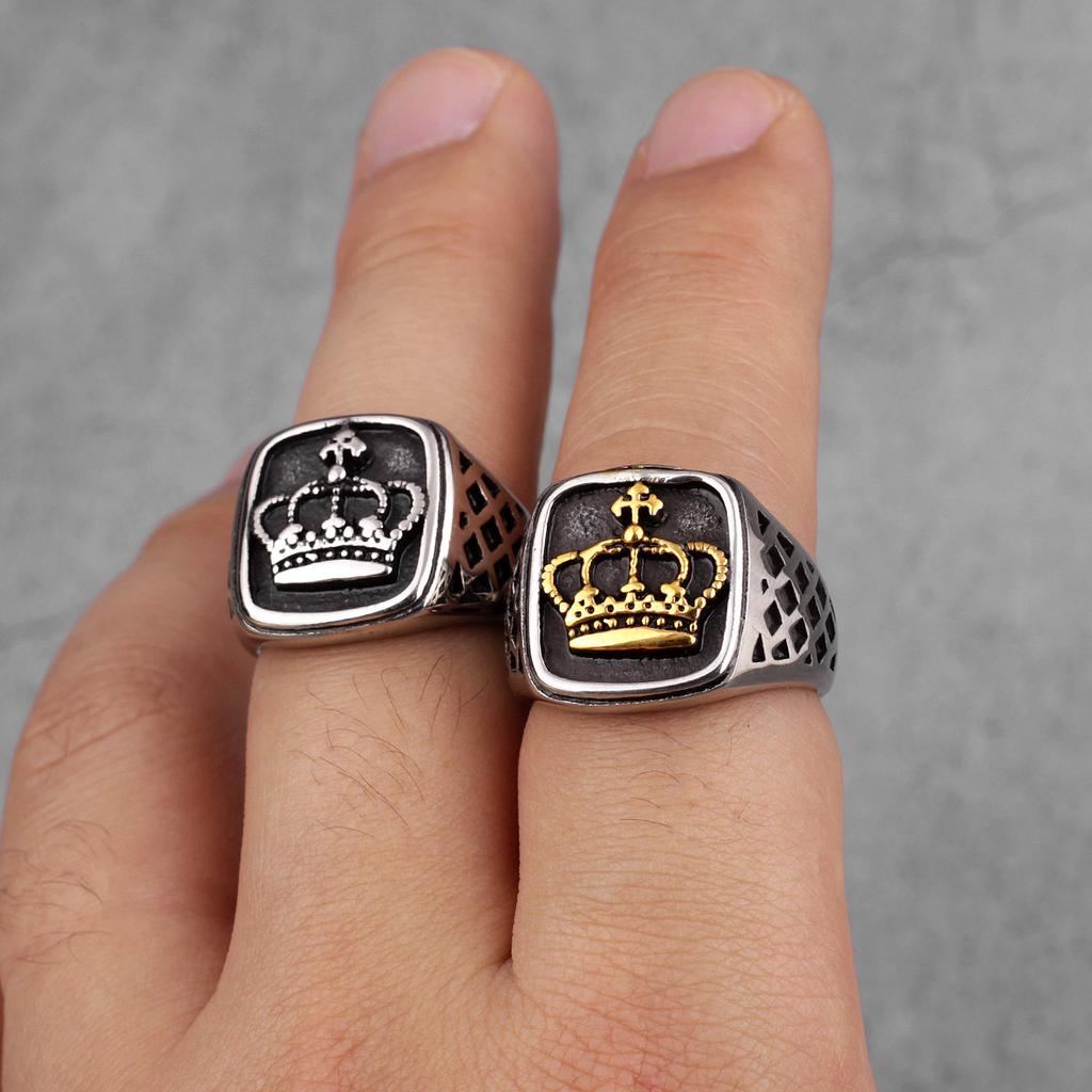 Kronen Gold Farbe Herren Ringe Punk Hip Hop Trendy Cool für Freund Männlich Edelstahl Schmuck Kreativität Geschenk