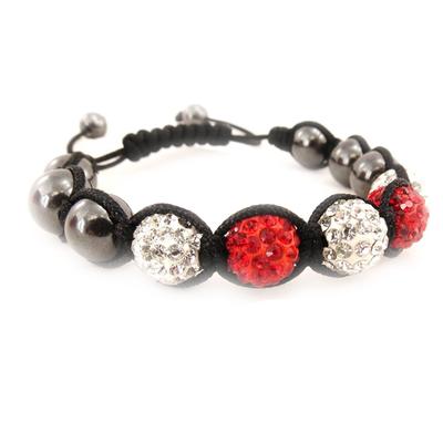 [J3722] - Rot-weißes ethnisches „Shambhala“-Armband
