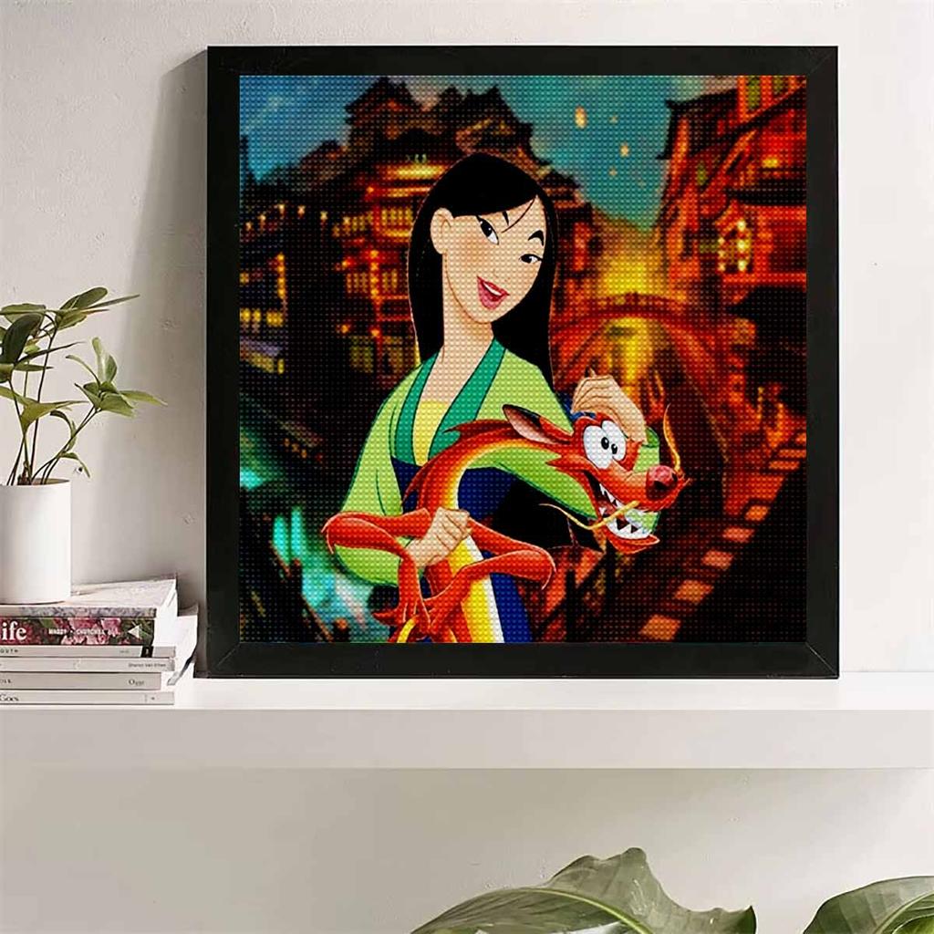 DIY Diamond Painting Round Diamond Mulan and The Fox Full Diamond Mosaic Home Decoration Painting Cross Stitch Kit