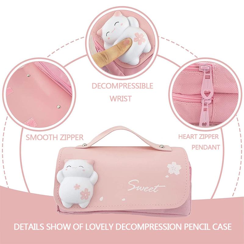 Cute Decompression Pencil Case Large Capacity Storage Bag Back To School Supplies Kawaii Korean Stationery Pen Cases