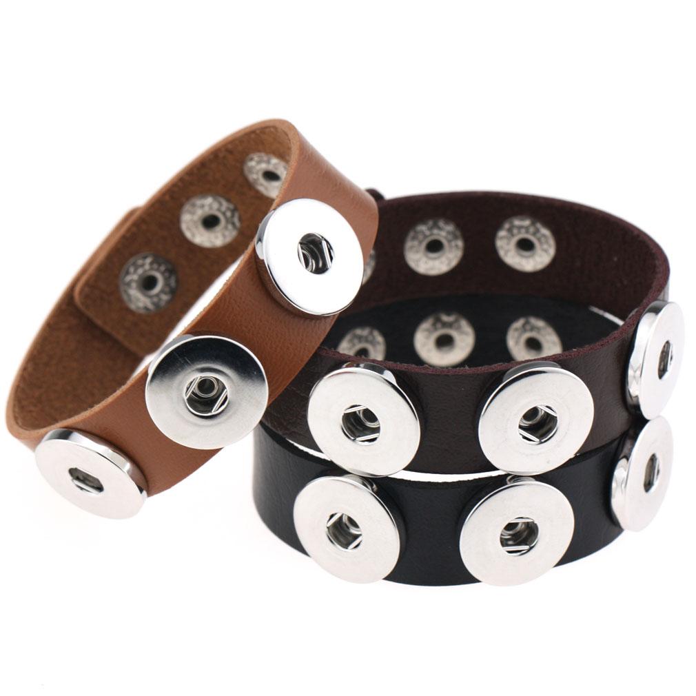 14 Colors Snap Button PU Leather Bracelet Adjustable Wristband for Men Women Gothic Punk Jewelry