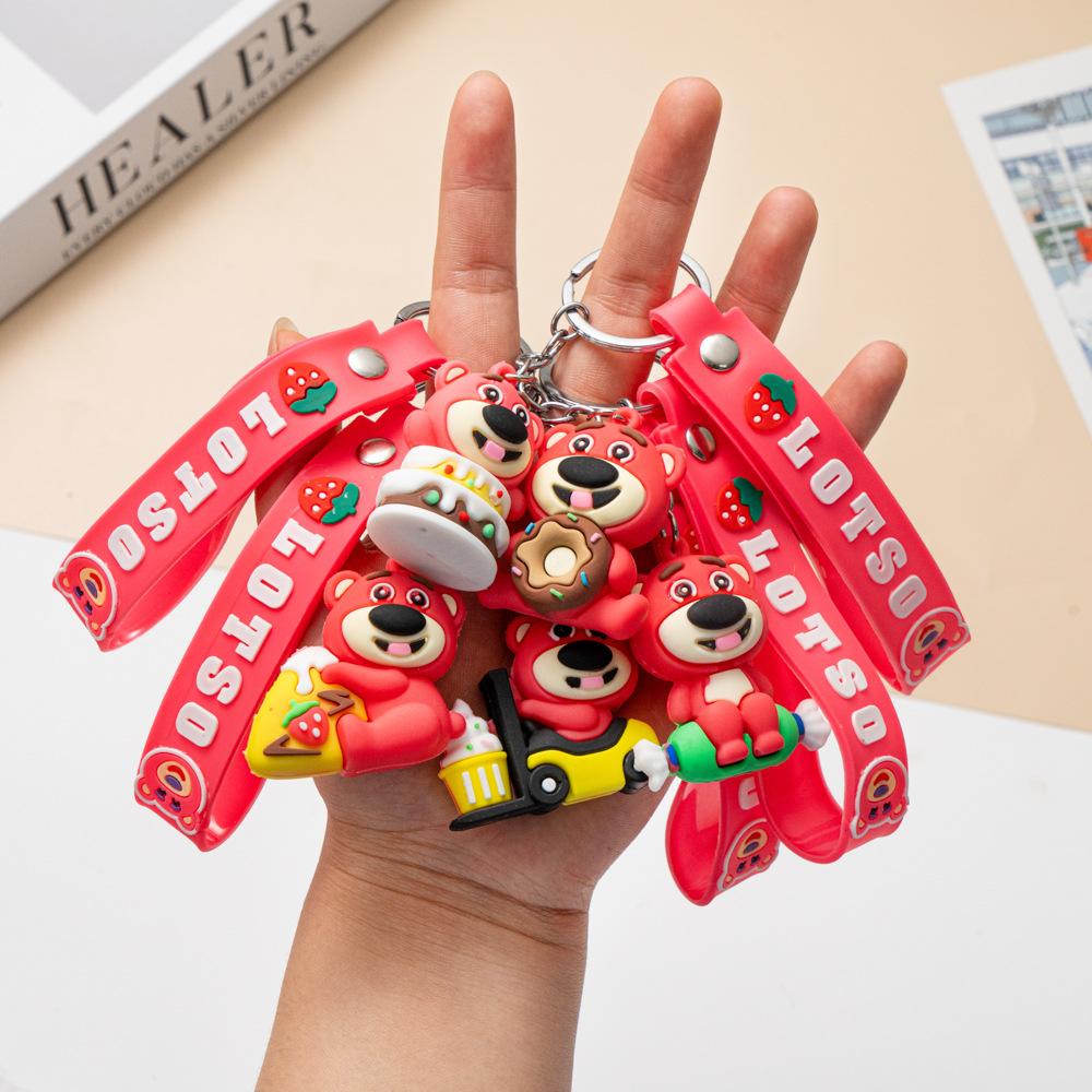 Dessert Strawberry Bear Keychain Couple Internet Celebrity Doll Keychain Accessories Doll Small Pendant Hanging Decoration
