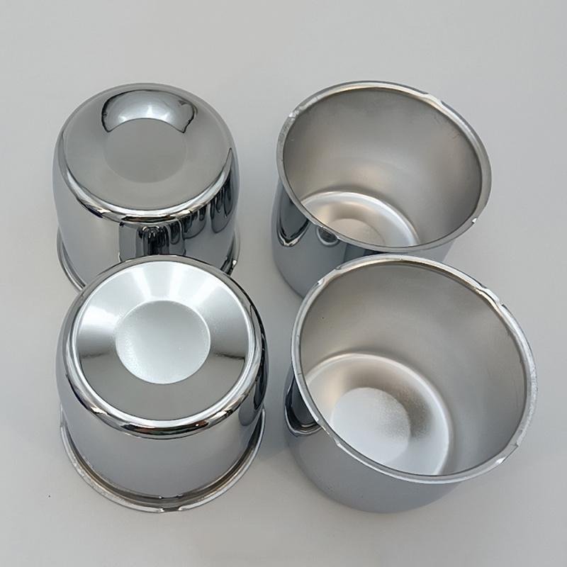 

4 wheel caps for trailer wheels, diameter 108 mm, height 92 mm, chrome-plated