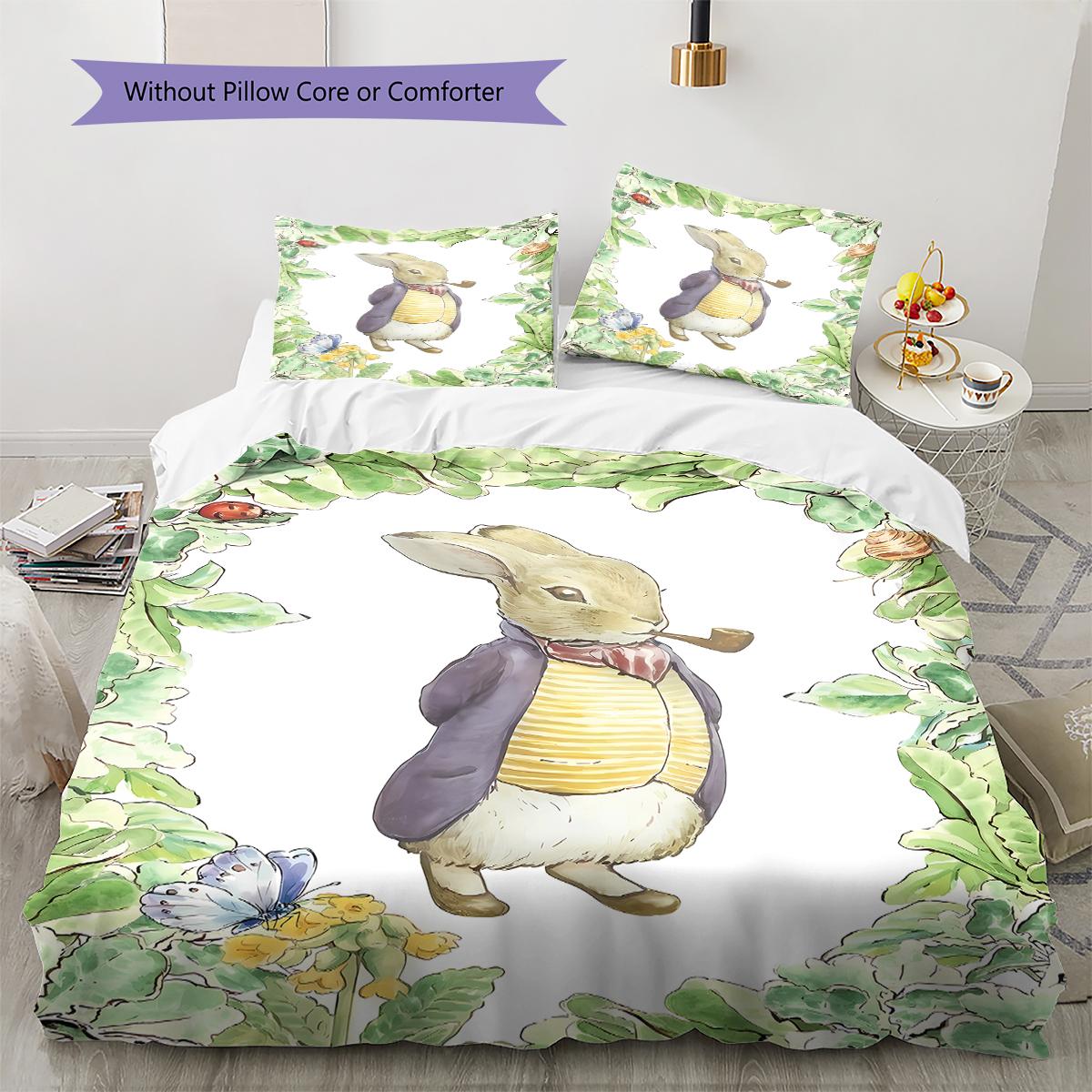 

Peter Rabbit Pattern Bedding,Quilt Set Quilt Cover Pillowcase Home Birthday Gift (1 * duvet cover + 2 * pillowcase, without core) 135x200cm
