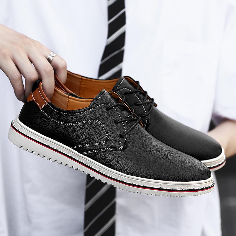 Herrenschuhe Mode lässige Lederschuhe große Größe Trend Britischer Stil Low-Top Lederschuhe Business Anzugschuhe