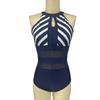 Spring and Summer European and American Fashion Sexy Striped Printed Mesh One-piece Swimsuit Women's Bikini Swimsuit