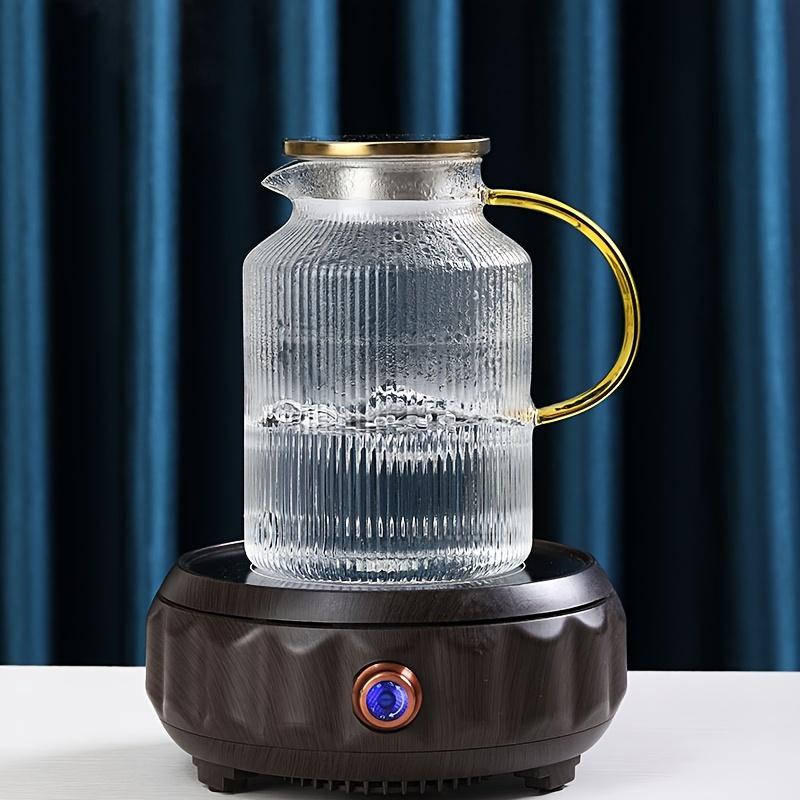 1pc Ribbed Glass Pitcher With Lid Heavy Duty High Borosilicate Glass Water Pitcher Drink Carafe For Hot And Cold Beverges Drinkware