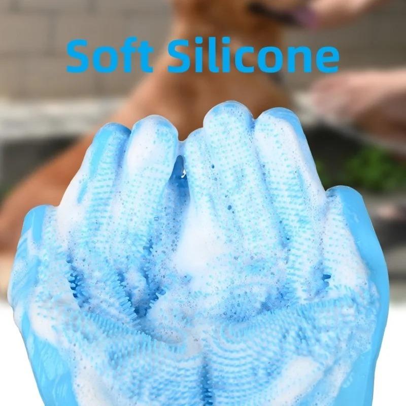 Silicone Pet Grooming Gloves Hand Skin Protection Dog Cleaning Gloves Soft Pet Bathing Glove For Dog Hair Healthy Puppy Supplies