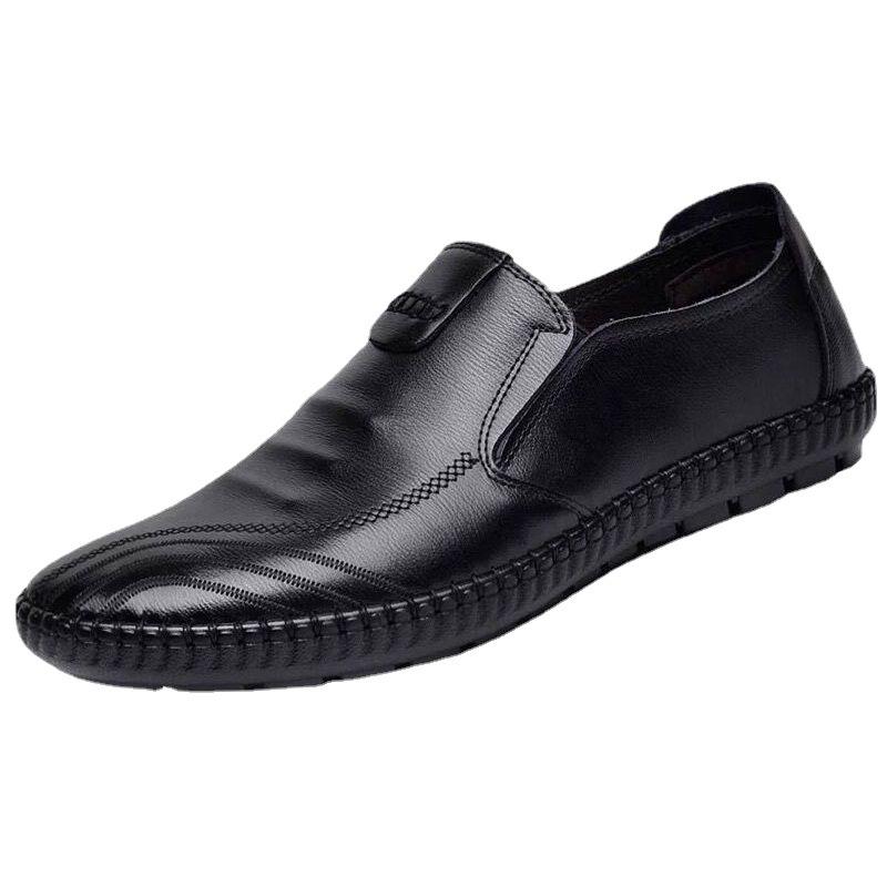 Jarní pánská umělá obuv pro volný čas s kulatou špičkou Prodyšné pánské obchodní kožené boty