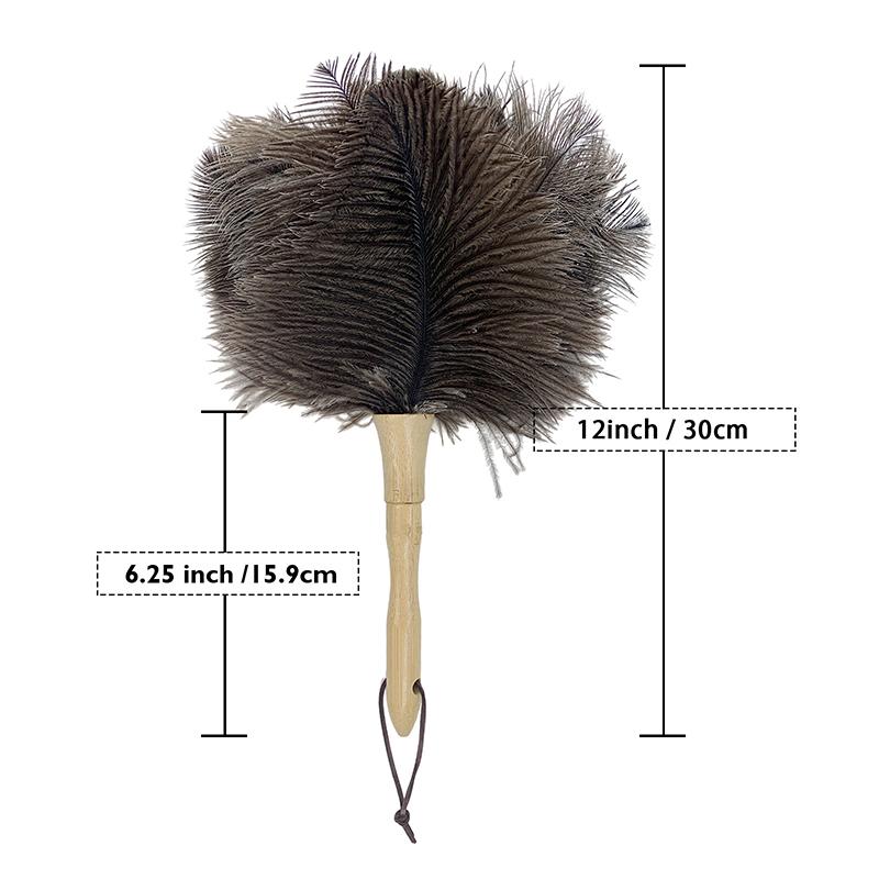 Feather Duster Wooden Handle Duster Anti-Static Dust Removal Dusters Ostrich Duster Feather Fur Brush For Home Cleaning Tools