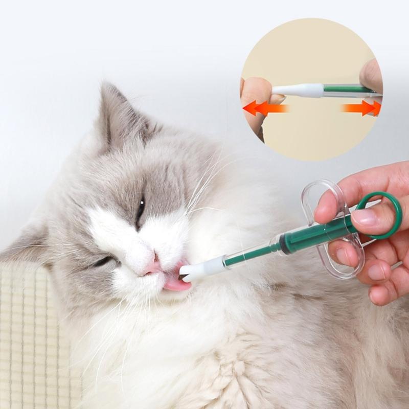 2 Piece Portable Pet Medication Device Soft Silicone Feeder Accurate Dosing System For Travel Friendly Use