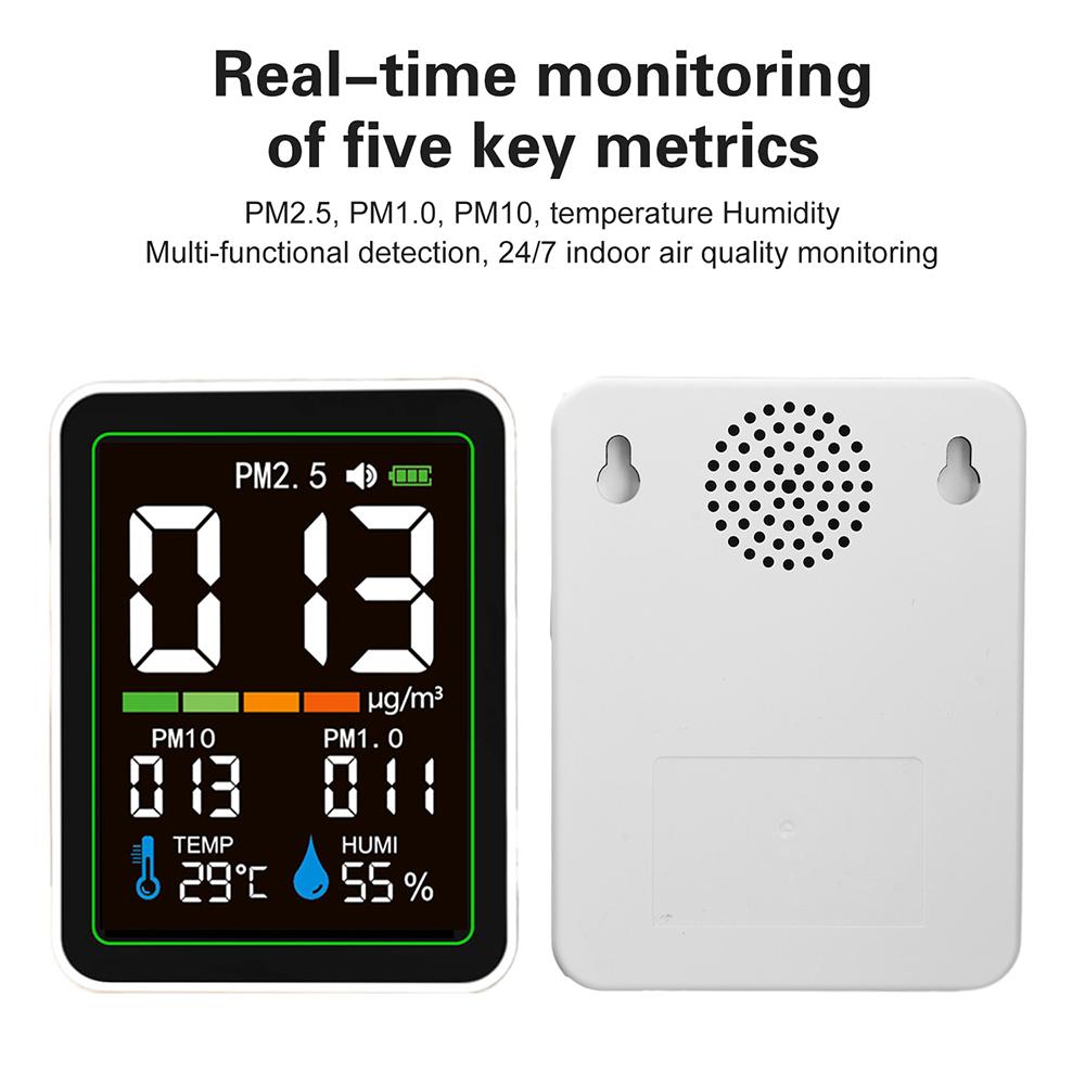 Portable 5In1 Multi-functional Smart Air Quality Monitor Pm2.5 Pm1.0 Pm10 Laser Dust Tester Temperature Humidity Meter for Home Monitoring Instrument