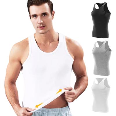 Men Vest O-neck Sleeveless Slim Fit Tank Tops Soft Breathable Layering Tops Seamless Feel Basic Vest Daily Wear