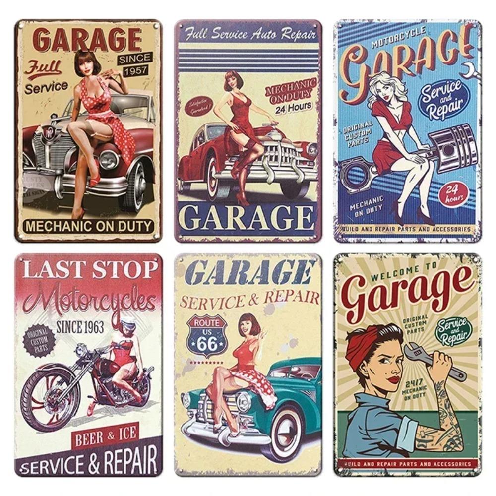 Retro Sexy Beauty Aluminum Poster - Men's Metal Plaque, Garage Cave Workshop Wall Decor