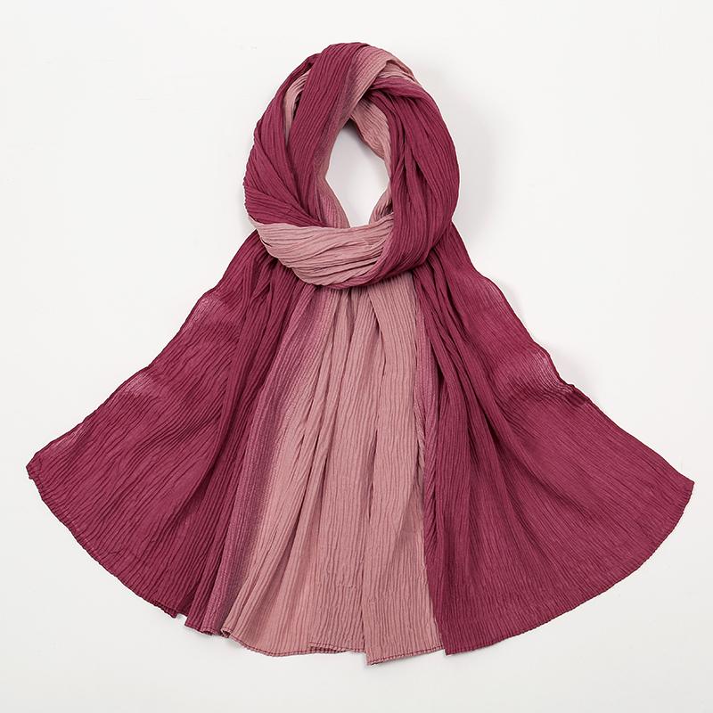Tie-dyed Pleated Cotton Hijab Scarf Women Muslim Shawls Elastic Headscarf Wraps Islamic Headband Turban Bufandas Bandana Foulard
