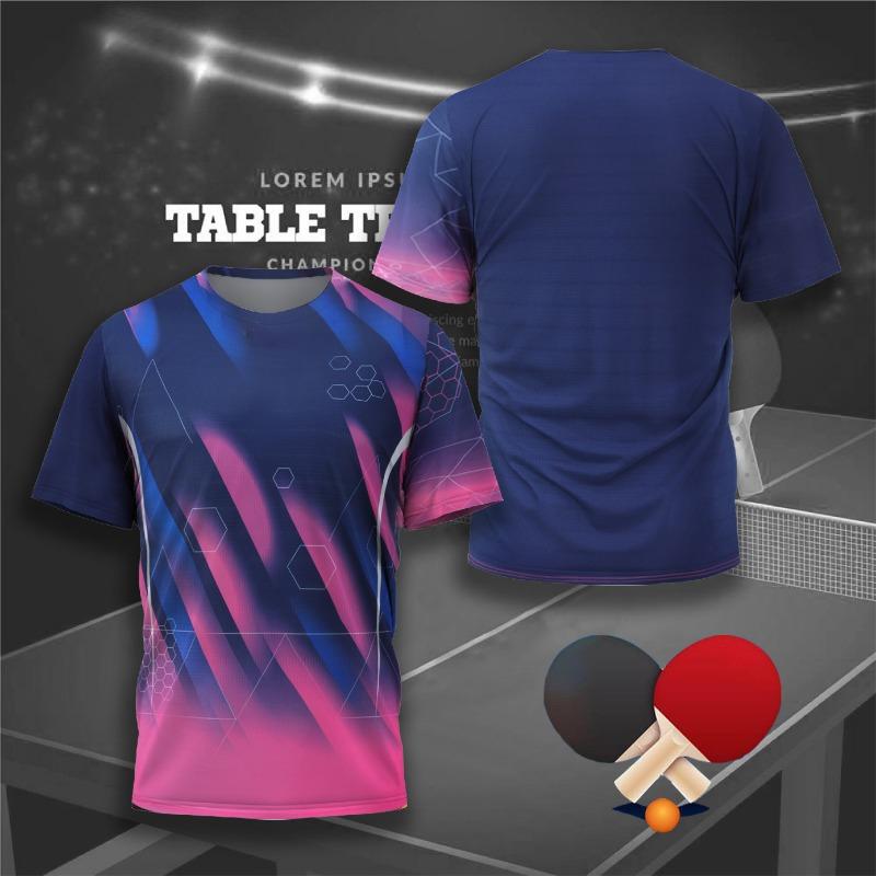 Fashion 3D Table Tennis Jersey Graphic T Shirt for Men Clothing Casual Sports Gym Fitness