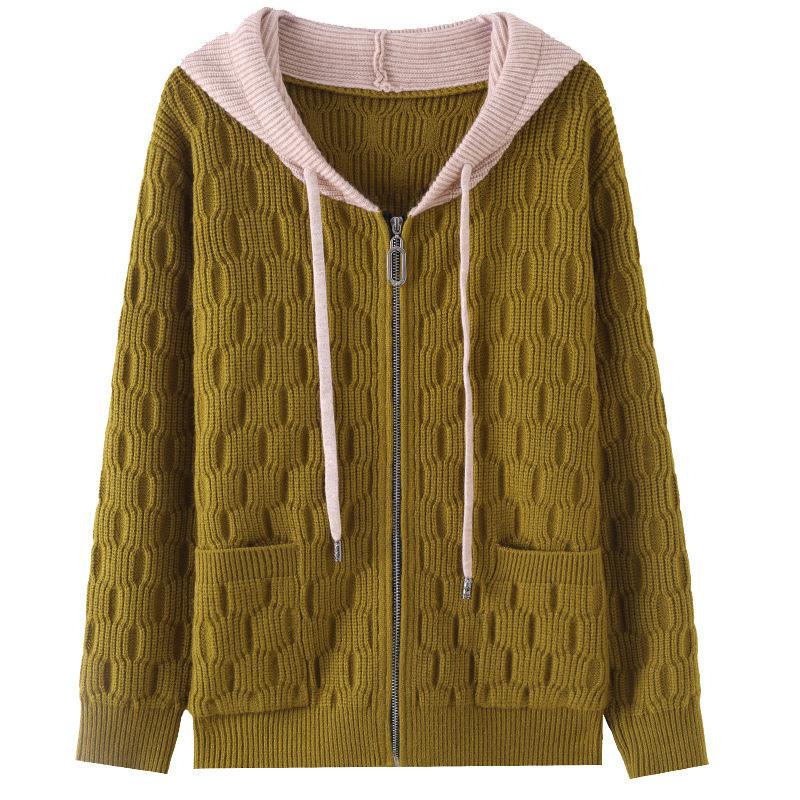 Hooded Sweater Jacket for Women In Spring and Autumn Stylish Spring Zipper Knitted Cardigan